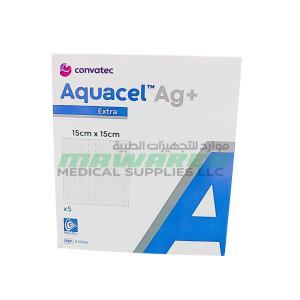 AQUACEL AG+ EXTRA DRESSING – 15 × 15 CM (BOX OF 5) – ANTIMICROBIAL HYDROFIBER DRESSING WITH ADVANCED BIOFILM CONTROL 413568