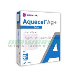 AQUACEL AG+ EXTRA DRESSING – 10 × 10 CM (BOX OF 10) – ANTIMICROBIAL HYDROFIBER DRESSING WITH ADVANCED BIOFILM CONTROL 413567