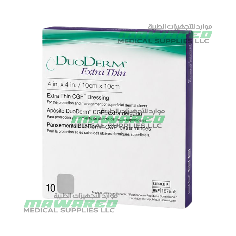 DuoDERM Extra Thin Hydrocolloid Dressing 10x10cm (4” x 4”) – Ref 187955 | 10 Dressings/Box
