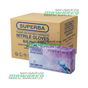 SUPERBA Powder-Free Nitrile Examination Gloves Blue – Latex-Free Disposable Gloves (S, M, L)